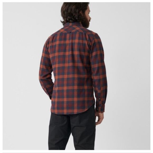 Fjallraven Men’s Skog Slim Fit Red Navy Flannel Plaid Button Up Shirt - Picture 5 of 14